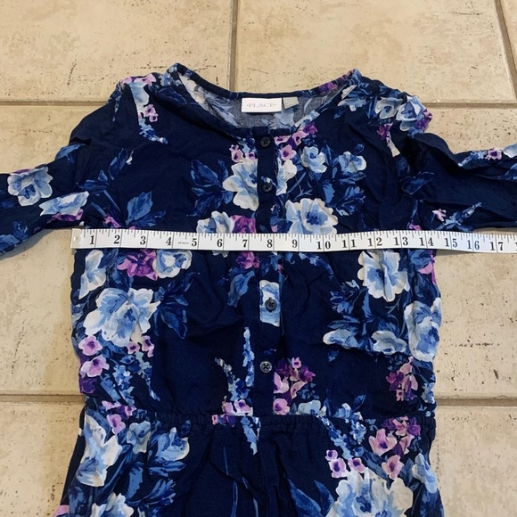 The Children's Place Blue Floral Ruffle Romper L 10/12 - Picture 3 of 5
